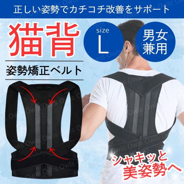 猫背矯正ベルト 姿勢 サポーター L コルセット 肩こり 腰痛 巻肩 ダイエット 骨盤 腰痛 予防 男女兼用 背筋 背骨 腰椎