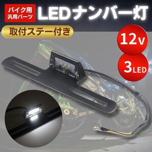 ナンバープレート ステー ナンバーフレーム ホルダー バイク用 LED ライト 白 ナンバー灯 フェンダーレス ライセンスランプ