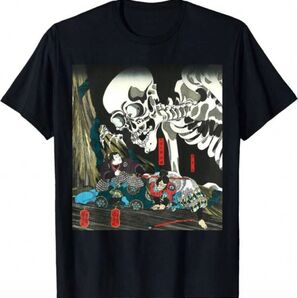 骸骨と侍 Tシャツ 黒
