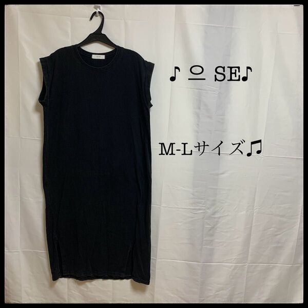 SE 韓国 韓流 ノースリーブ カットソー ワンピース M-Lサイズ ブラ ワンピース ノースリーブワンピース ロング