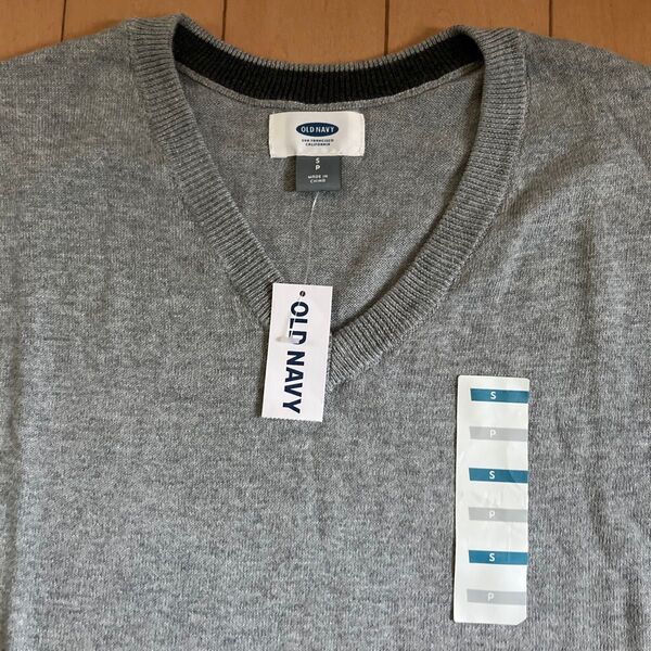 OLD NAVY オールドネイビー Vネックセーター 長袖 薄手 グレー メンズS