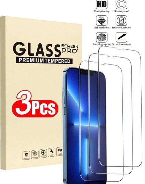 新品未開封 iPhone16 pro max用 強化 ガラス 保護 フィルム 9H シート 液晶保護フィルム 3枚入り