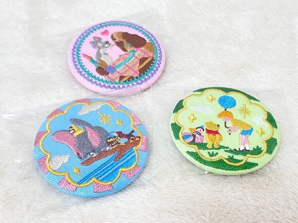 新品未使用 ディズニー 刺繍缶バッジ 缶バッチわんわん物語 ダンボ くまのプーさん