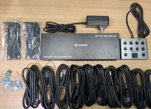 HDMI KVM 切替器 4K@60Hz 10入力1出力 USB 3.0 EDID保持 KVMスイッチ 10PC切替器