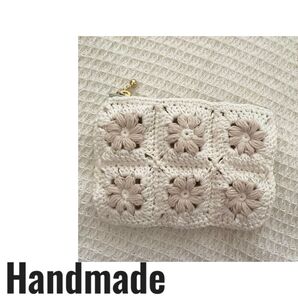 ハンドメイド 手編み 手刺繍 お花 小物ケース レース編み お花モチーフ 化粧ポーチ 花柄
