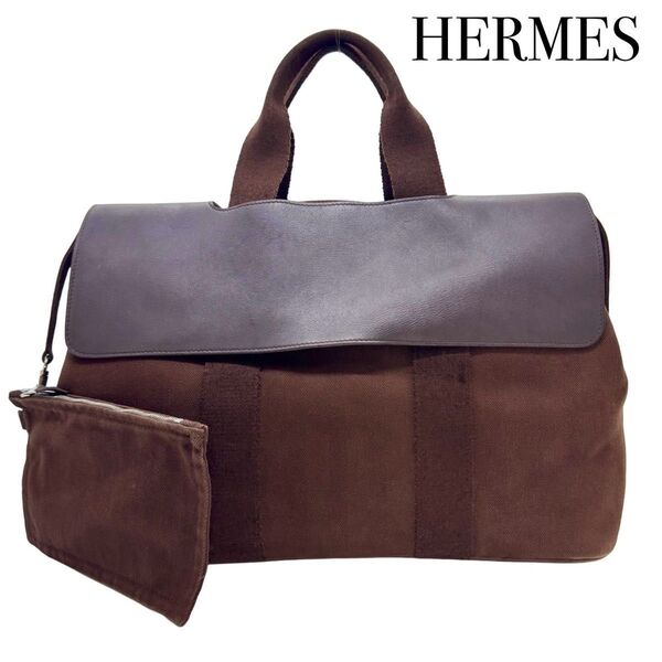HERMES ヴァルパライソMM ハンドバッグ トート レディース ブラウン