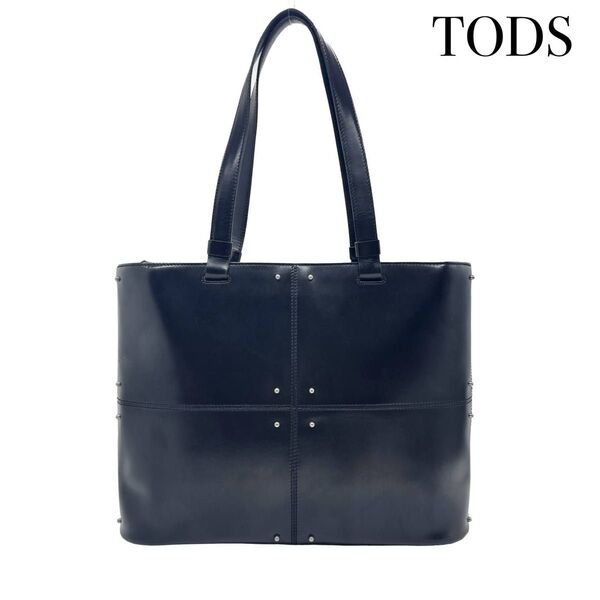 TOD'S トッズ レザー トートバッグ ショルダー 肩掛 ブラック レディース