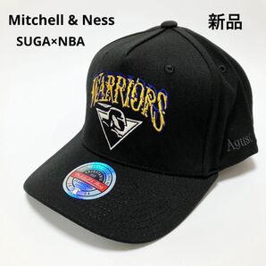 M500 新品 定価1.1万 ミッチェル&ネス BTS SUGA NBA ウォリアーズ キャップ 帽子 フリーサイズ ブラック