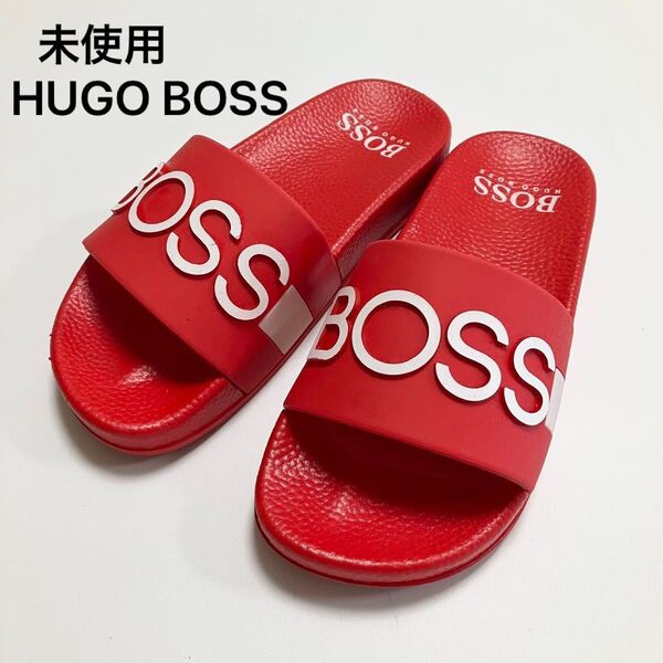 D529 未使用 HUGO BOSS ヒューゴボス サンダル スライドサンダル 靴 キッズ 子供 レッド 男の子 女の子 19cm