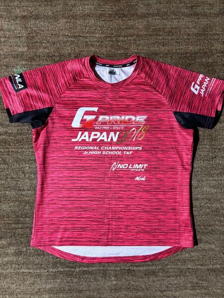 nishi 半袖TシャツM 2018会場限定ランニングTシャツ赤系 陸上 全国大会全中記念Tシャツ