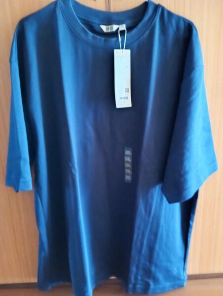 ユニクロ エアリズムコットンオーバーサイズTシャツ(五分袖) ネイビー XXL UNIQLO Tシャツ ユニクロ 未使用品