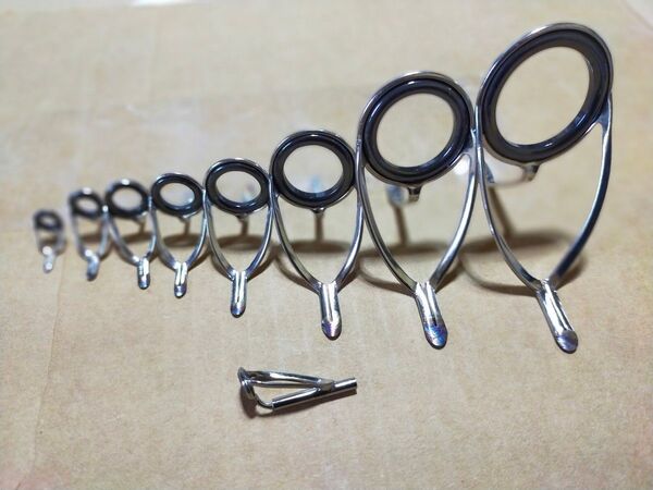 KW型 9個 ガイドセット #30#25#20#16#12#10#8#6 topガイド2.0mm ショアージギング 投げ釣り