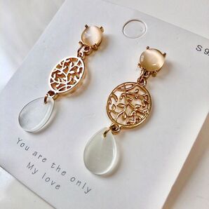 S925ポスト ピンクゴールドドロップピアス Silver925