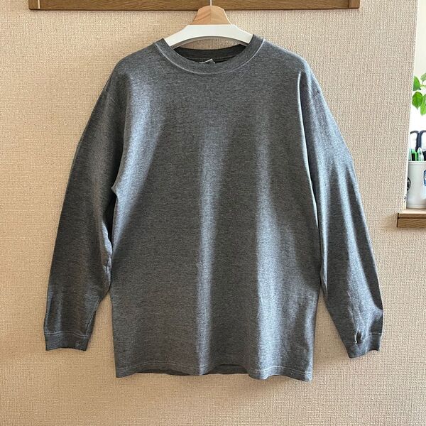 【Glimmer】無地 ロンT ロングスリーブ Tシャツ 古着 杢グレー 霜降りグレー XL