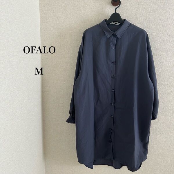 【美品】OFALOオファロ★シャツワンピース長袖Mネイビー