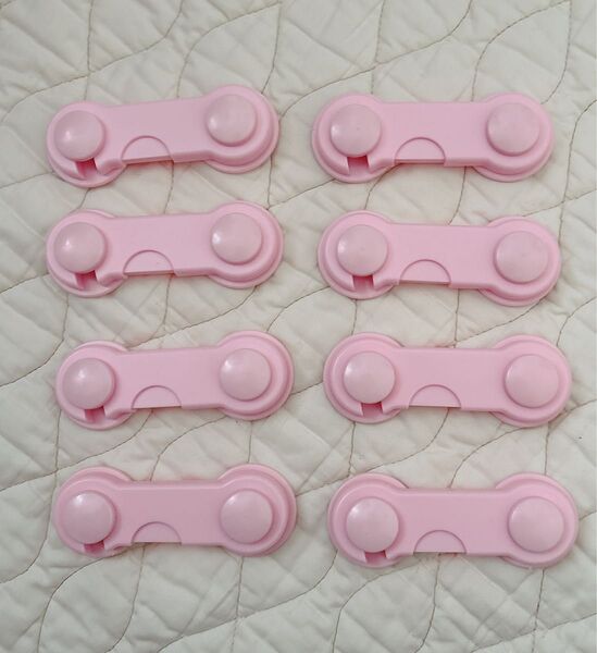 汚れ有り◯ チャイルドロック キャビネットロック 引き出しロック ベビーガード ドアロック (ピンク8個)