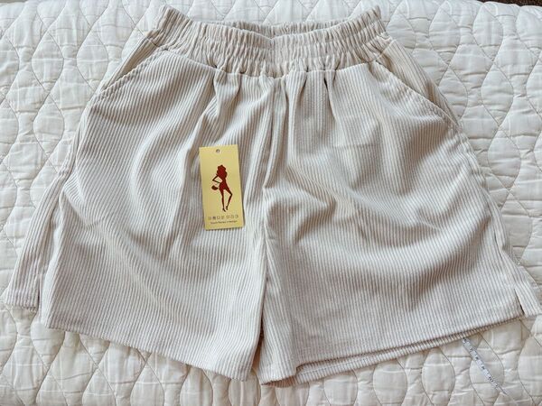 レディース コーデュロイ ショートパンツ ベージュ Lサイズ
