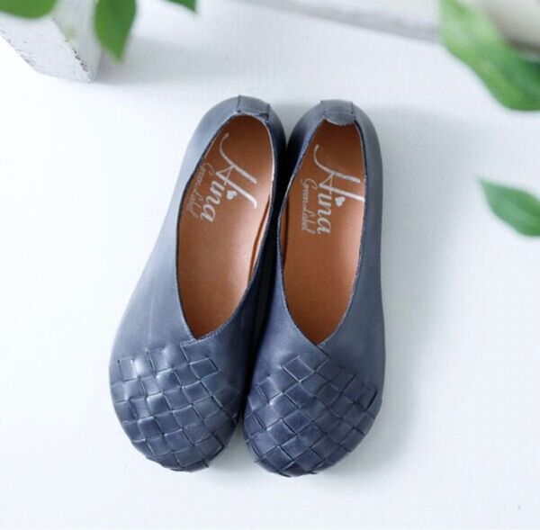 本革メッシュデザインフラットパンプス