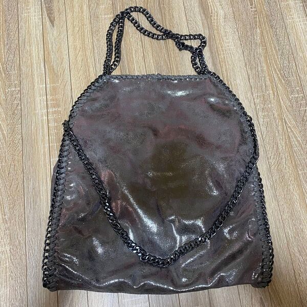 ステラマッカートニー STELLA McCARTNEY ハンドバッグ 2way チェーン ショルダーバッグ グレー メタリック
