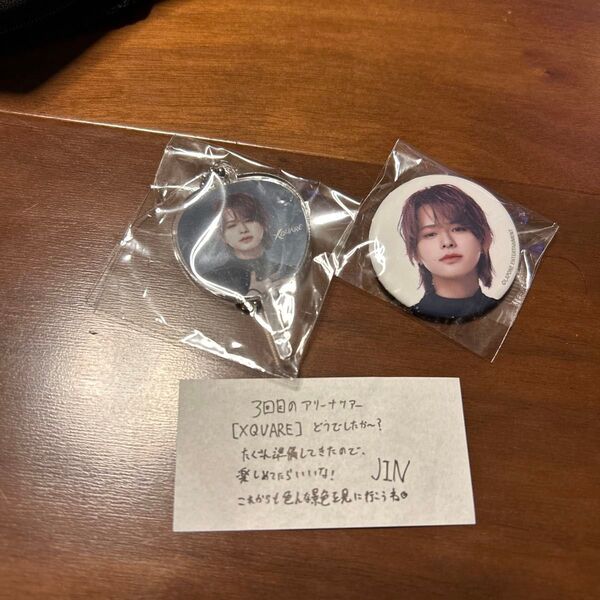 松田迅 カプセルトイ ミニ缶バッジ、ミニうちわ 落下物 セット