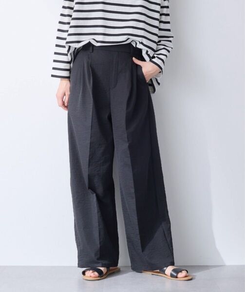 for/c フォーシー ブラック パンツ ワイドパンツ 「低身長向けサイズ有」速乾イージータックストレートパンツ