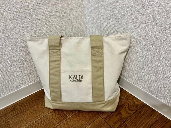 美品 KALDI カルディ キャンバス トートバッグ ベージュ