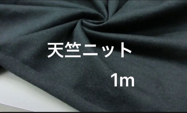 綿100%天竺ニット生地 ブラック 160㎝幅、1m