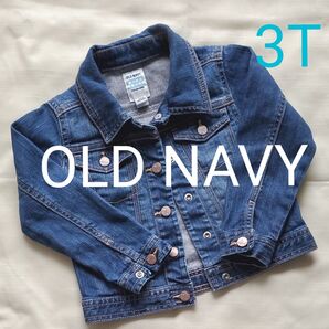 【記名なし】OLD NAVY 100size デニムジャケット キッズ 3T ブルー系 ハートボタン アウター Gジャン