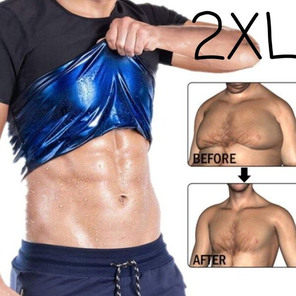 サウナシャツ 発汗 Tシャツ 黒 トレーニング ランニング ダイエット インナー ストレッチ 2XL