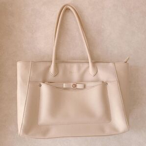 【新品】Ferouxトートバッグ リボン ベージュ【未使用】