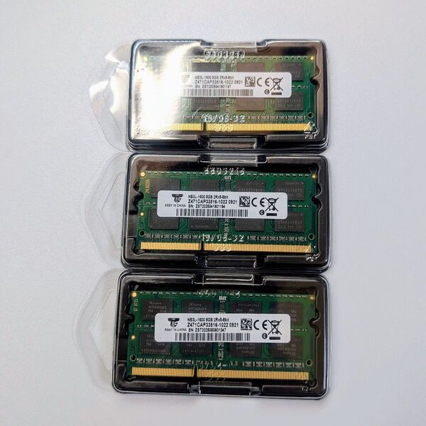ノートパソコン用メモリ DDR3L SO-DIMM PC3L-12800 24GB (1600MHz 8GBx3)