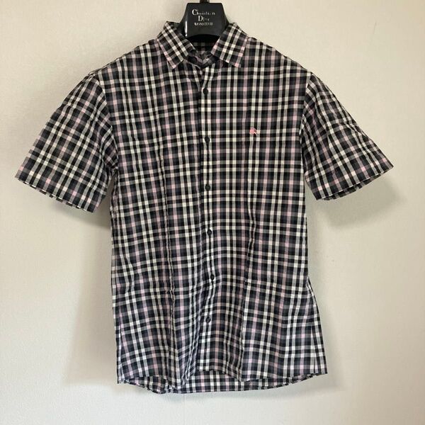 BURBERRY BLACK LABEL 半袖シャツ チェック ピンク メンズ