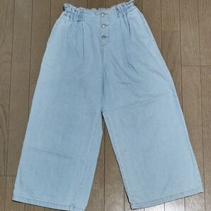 150 GU デニムワイドパンツ ウエストゴム