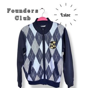 Founders Club アーガイル柄 ジップアップニットジャケット Lサイズ レディース