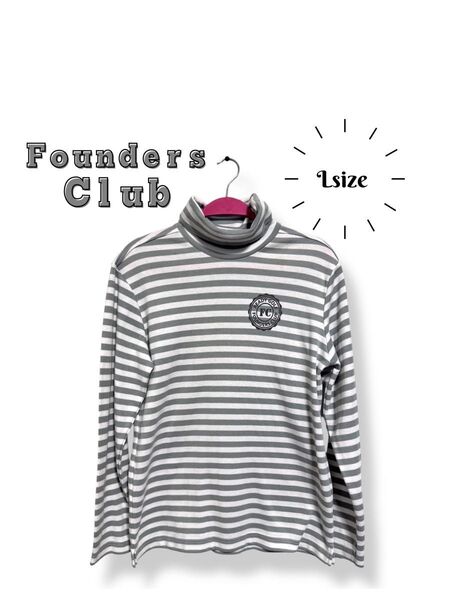 Founders Club ボーダー柄タートルネックカットソー Lサイズ レディース
