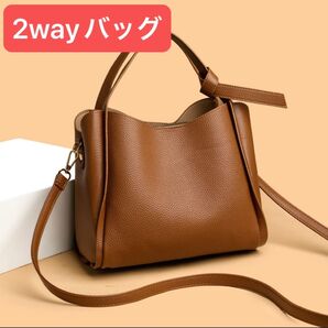 2way ショルダーバッグ 韓国 おしゃれ ハンドバッグ フォーマル 軽量 シンプル リボン 斜めがけ ブラウン