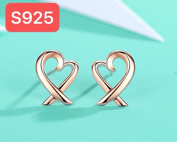 【大人気】ハート型ピアス 925 キャッチ式 ピンクゴールド アクセサリー