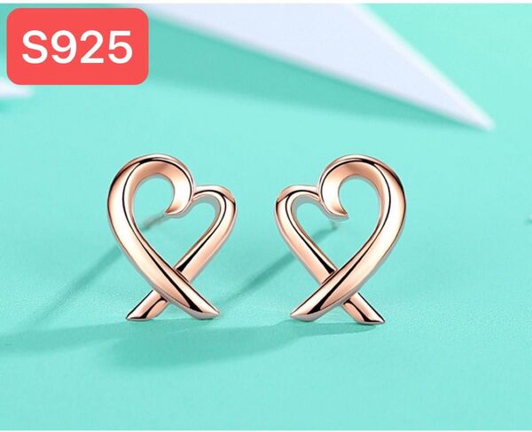 【大人気】ハート型ピアス キャッチ式 ピンクゴールド シルバー S925 アクセサリー
