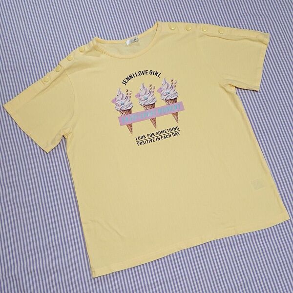 JENNI love ジェニィラブ☆半袖 2wayトリプルアイスTシャツ☆150 140☆イエロー☆女の子 トップス カットソー
