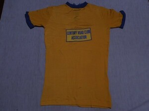 ★●60’ビンテージ●ハーフZIPパッチ付きアスレチックTシャツ黄■CENTURY ROAD CLUB ASSOCIATION