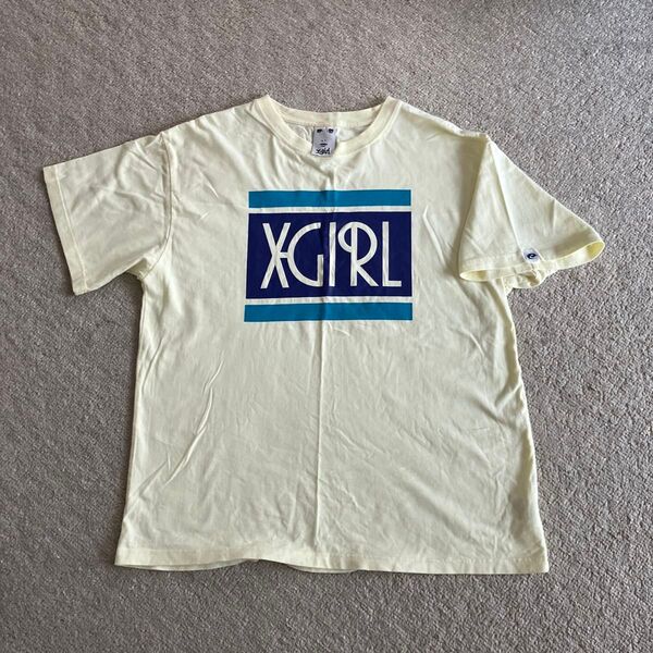 X-girl ロゴTシャツ クリームイエロー レディース エックスガール