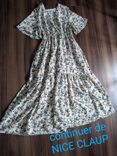 continuer de NICE CLAUP ロングワンピース 半袖 ナチュラル