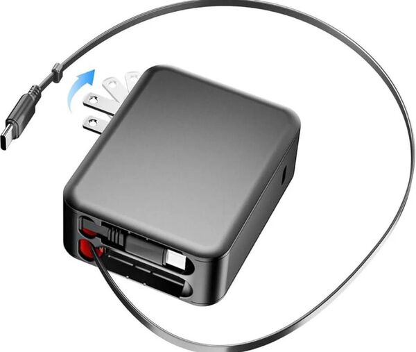TYPE-C 35W急速充電器 合計65W TypeCケーブル2本内蔵 80cm