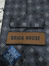 ブリックハウス BRICK HOUSE 美品 未使用品 微光沢 ネクタイ シルク ブロックチェック柄 ダークグレー系 M-005515 ゆうパケット_画像3