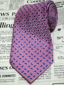 シャルべ Charvet 良品 光沢 ネクタイ フランス製 シルク ペイズリー柄 ピンク系ベース M-005520 ゆうパケット