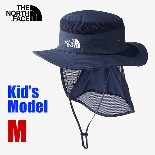 【新品】ノースフェイス ハット キッズ 紺 M THE NORTH FACE バケットハット 紐付き 帽子 紫外線 ブランド NNJ02316