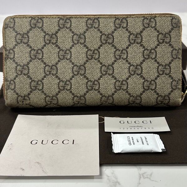 新品同様! グッチ GUCCI 財布 長財布 GGスプリーム ラウンドファスナー
