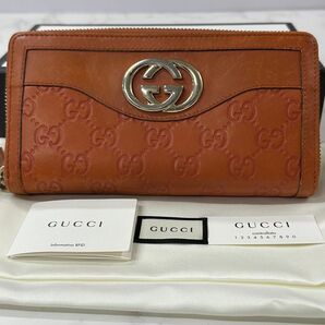 新品同様! グッチ GUCCI 財布 長財布 シマレザー コンチネンタル ラウンドファスナー