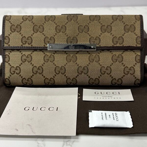 新品同様! グッチ GUCCI 財布 二つ折り 長財布 GGキャンバス