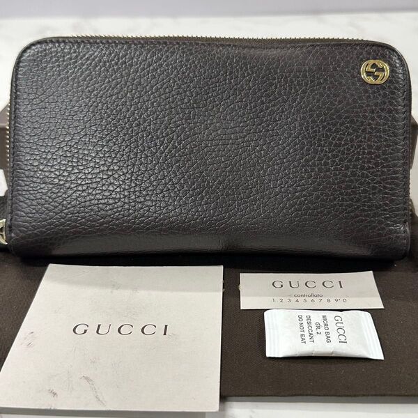 新品同様! グッチ GUCCI 財布 長財布 インターロッキングGG ラウンドファスナー